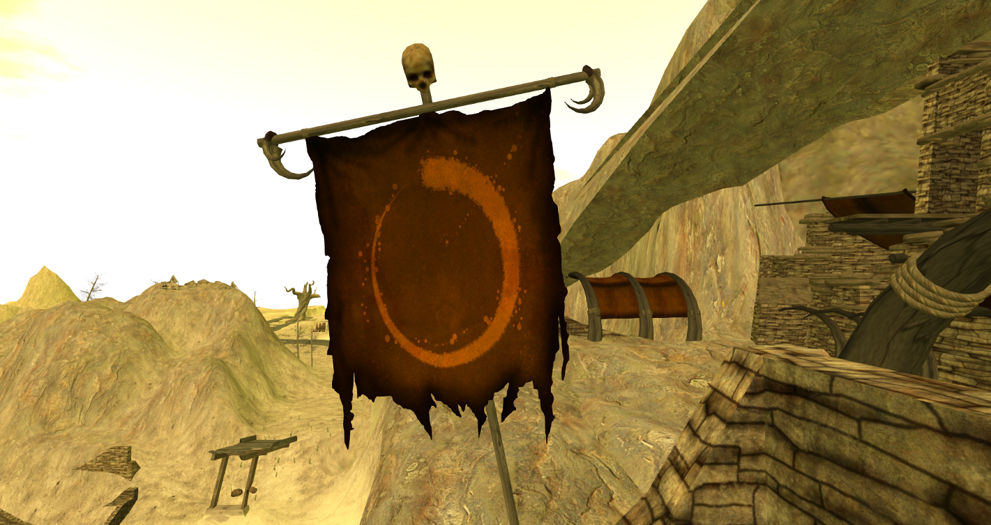 A banner of the Wyrmwood Mark in the Cormac ruins.
